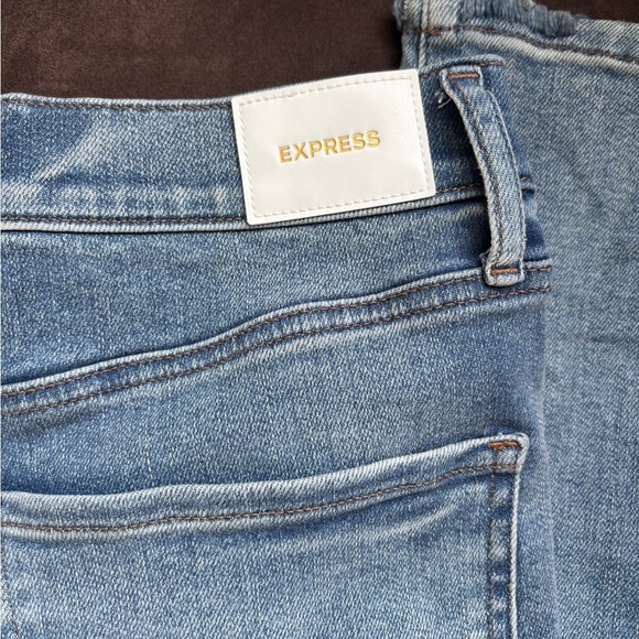 Express Blue Skinny Jeans with Knee Distressing - Picture 4 of 13